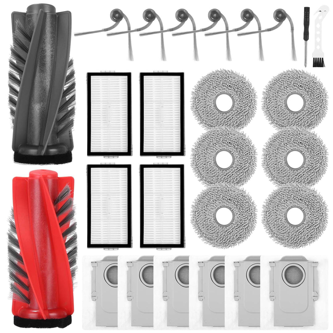 26 Stück Zubehör für Roborock Saros 10R/Qrevo Curv 2 Pro/Qrevo CurvX Saugroboter,2 Hauptbürste,4 HEP