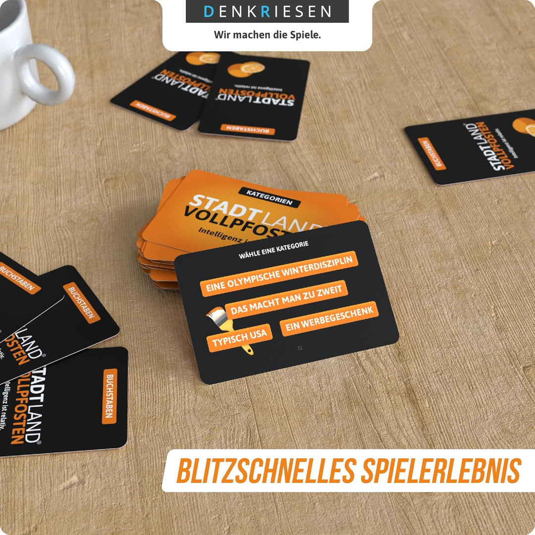DENKRIESEN - Stadt Land VOLLPFOSTEN - Das Kartenspiel - Classic Edition | Geschenkidee| Stadt Land F