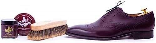 Burgol Schuhpflegeset für rahmengenähte Schuhe dunkelbraun mit Burgol- Bürsten- Ledersohlenöl-Pomade