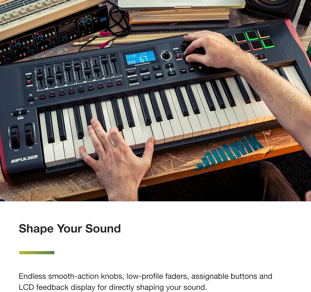 Novation Impulse USB/MIDI-Controller-Keyboard mit 25 Tasten und Buspower – Robuste, sehr reaktionssc