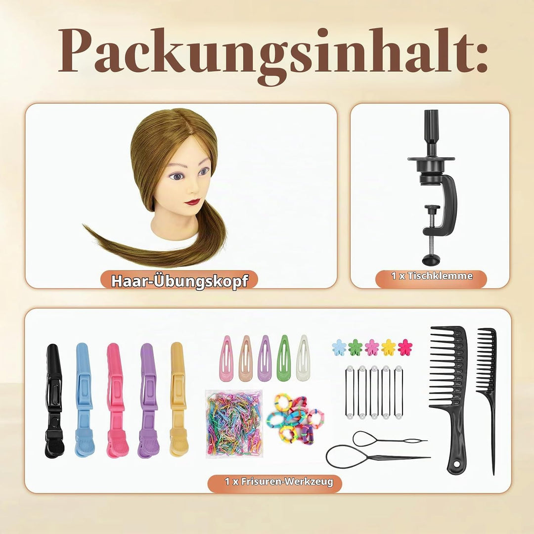 Yofuly 26-28Zoll / 66-71cm Frisierkopf, 80% Echthaar Übungskopf, Frisieren Trainingsköpfe Puppenkopf
