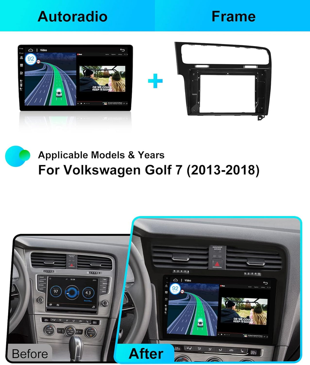 JOYX Android 15 Autoradio Passt für Golf 7 (2013-2018) - Eingebaut DSP/Carplay/Android Auto - [2G+64