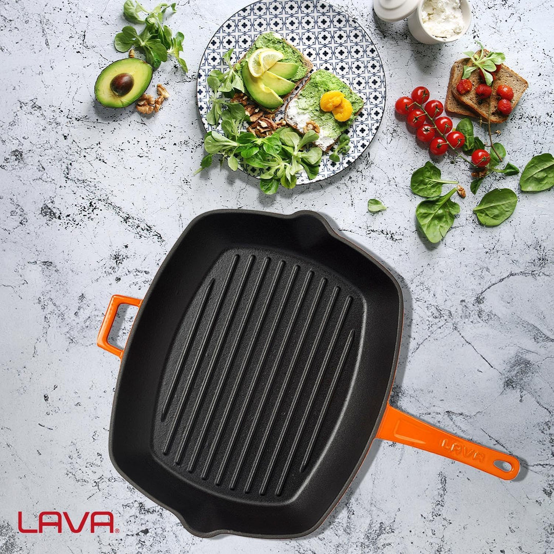 LAVA GRILLPAN M/TEGENGREEP 320X260 MM LVPGT2632K0O ORANGE/BLACK 26x32cm Farbverlauf Orange, 26x32cm