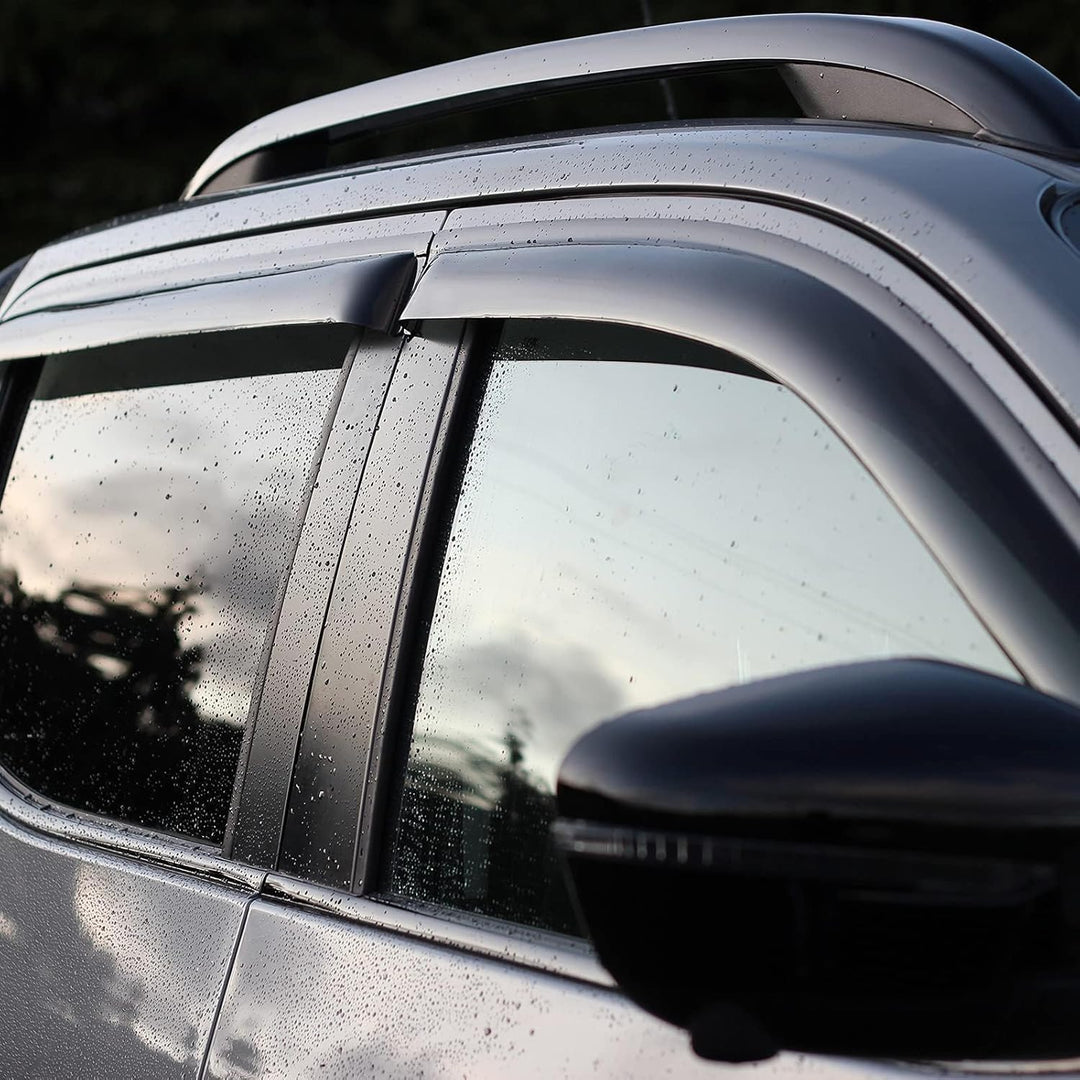 JHCHAN Windabweiser Regenabweiser für Nissan Navara NP300 D23 2015-2022 Doppelkabine Rauch Schwarz R