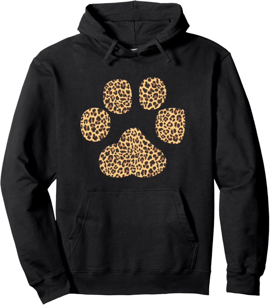 Leopardenmuster mit Tierpfoten. Pullover Hoodie