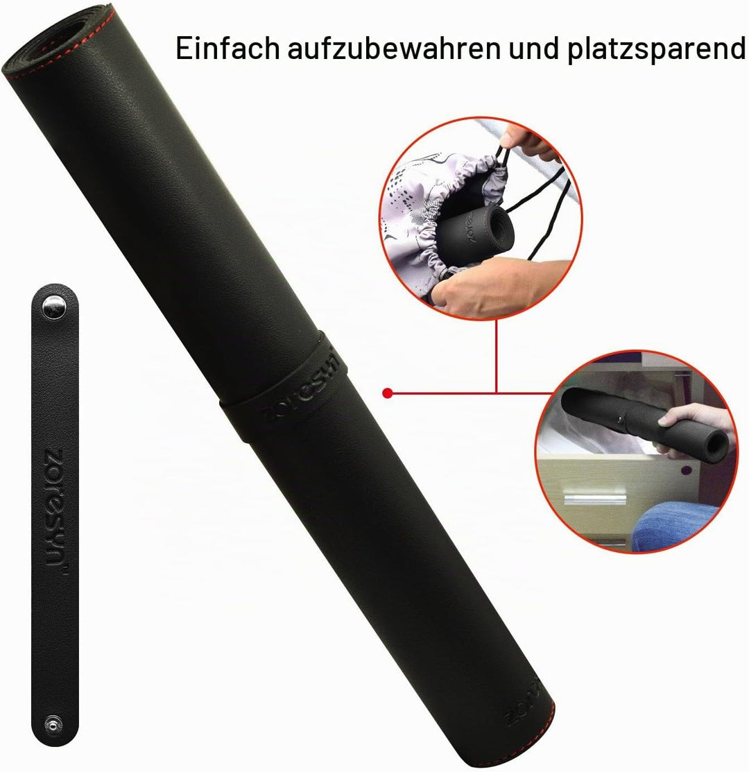 ZORESYN XL Schreibtischunterlage aus PU-Leder – rutschfeste Büro- & Gaming-Mauspad (90x40 cm) – Schw