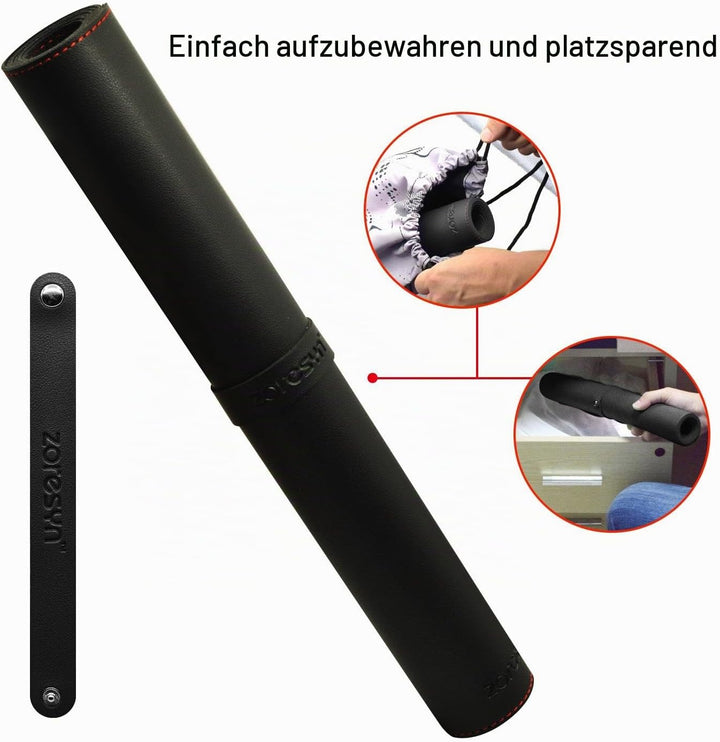 ZORESYN XL Schreibtischunterlage aus PU-Leder – rutschfeste Büro- & Gaming-Mauspad (90x40 cm) – Schw