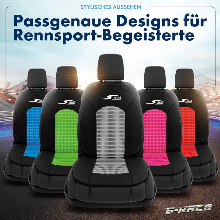 Walser Car Comfort S-Race Universal Auto Sitzpolster für Vordersitze, Rot/Schwarz, 2 Stück Rot 2 Stü