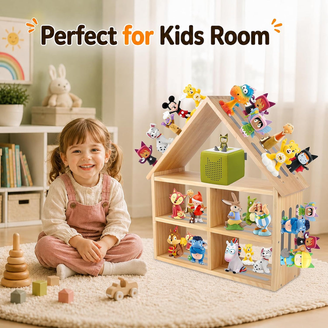 Premium Tonie Regal Kinderzimmer Hausform für bis zu 60-90 Tonie| 2 Stock Grosse Tonies Aufbewahrung