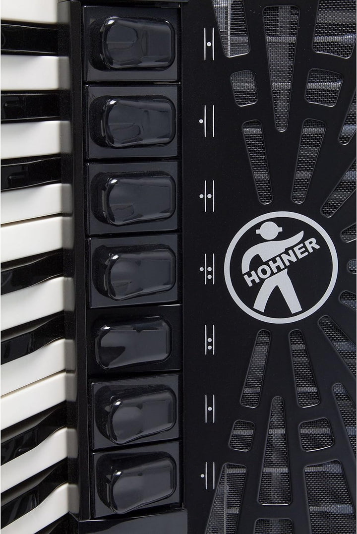 Hohner Bravo Line Facelift III Chromatisches Piano-Akkordeon mit Tasche 96 Bass rot, 96 Bass rot