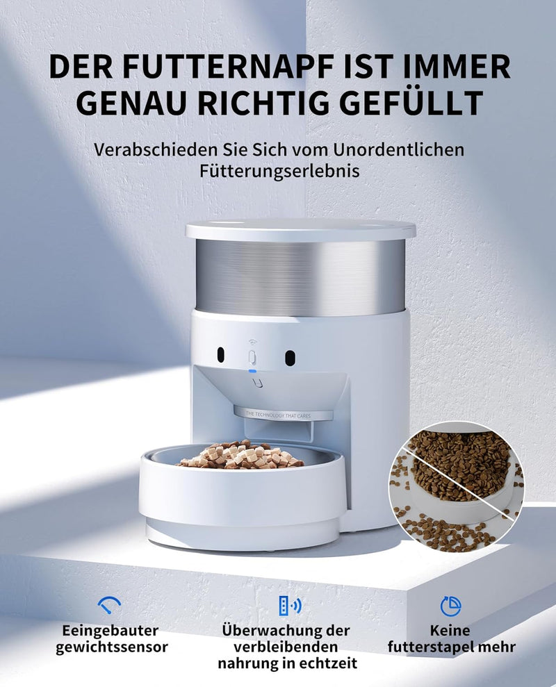 PETKIT Automatischer Hunde Katzen Futterautomat, Auto-Rotate Bowl, Programmierbare Portionskontrolle