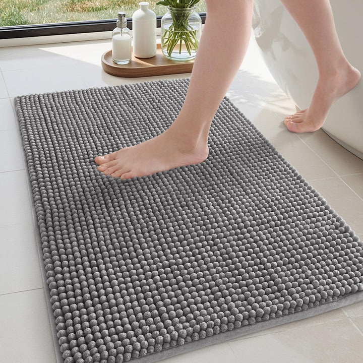 DEXI Badezimmerteppich Set 2 Teilig, weicher Badematte aus Chenille Saugfähig, rutschfest waschbar B