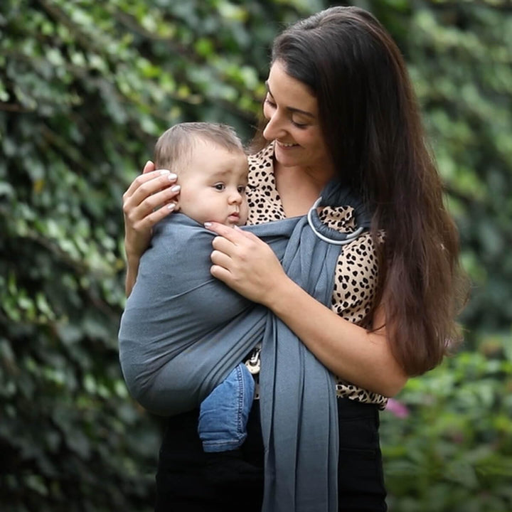 Hoppediz Ring-Sling Ultraleicht Babytragetuch ab Geburt, Hamburg Stone | Ergonomisches ultraleichtes