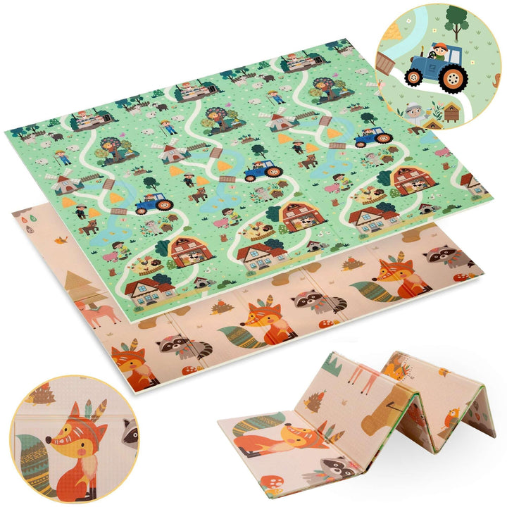 HUMBI Spielmatte Baby, Krabbelmatte, XPE Schaumstoff, Doppelseitig, Flatbar, Wasserdicht, Extra Grös