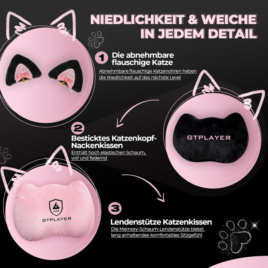 GTPLAYER Niedlicher Gaming Stuhl mit Samtstoff, Gaming Chair, ergonomischer Bürostuhl Gamer Stuhl mi