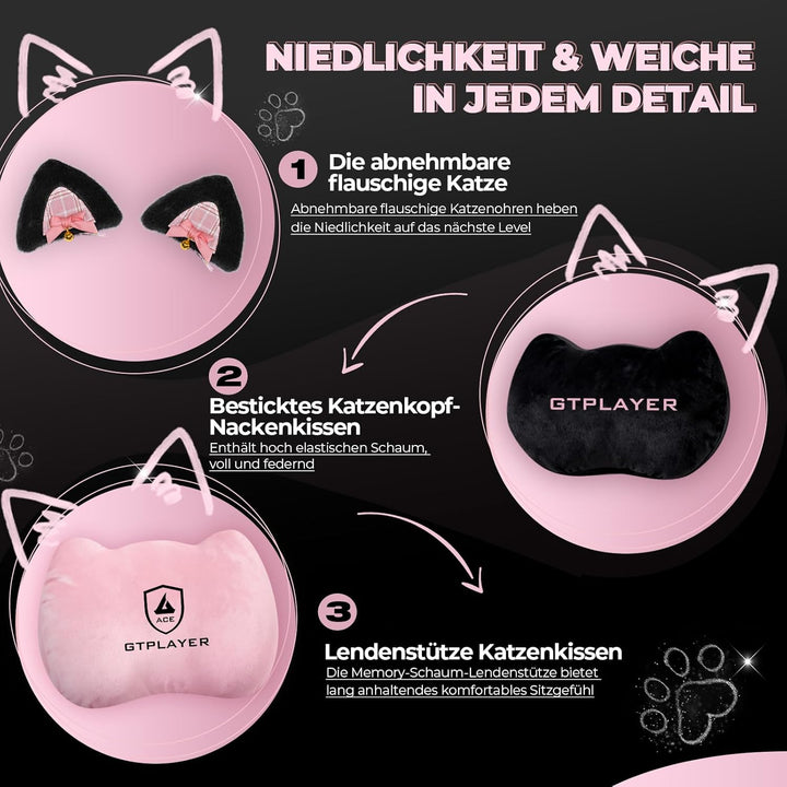 GTPLAYER Niedlicher Gaming Stuhl mit Samtstoff, Gaming Chair, ergonomischer Bürostuhl Gamer Stuhl mi