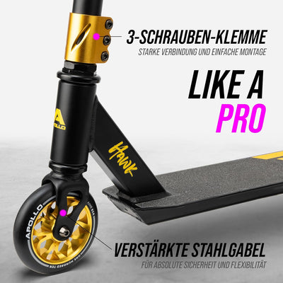 Apollo Stuntscooter Hawk - Freestyle Kickscooter für Kinder und Erwachsene, Kinderroller, Trick Roll
