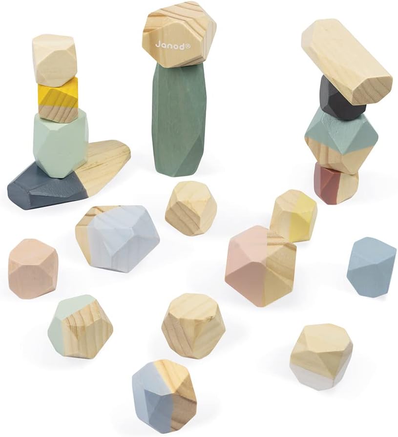 Janod - Bausteine aus Holz - Kollektion Sweet Cocoon - Baby- und Kleinkindspielzeug Farbe auf Wasser