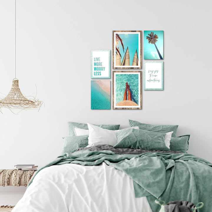 Novart Bilder Set - AUFHÄNGFERTIG - KEIN EXTRA RAHMEN BENÖTIGT - Karibik Modern Traumstrand - Wohnzi