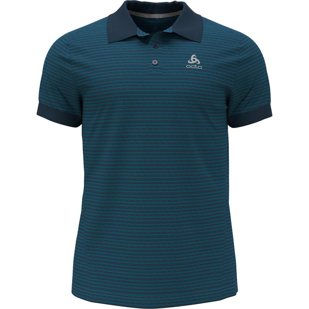Odlo Herren Nikko_550312 Kurzarm Polo Shirt M Saxony Blue - Blue Wing Teal Stripes, M Saxony Blue -
