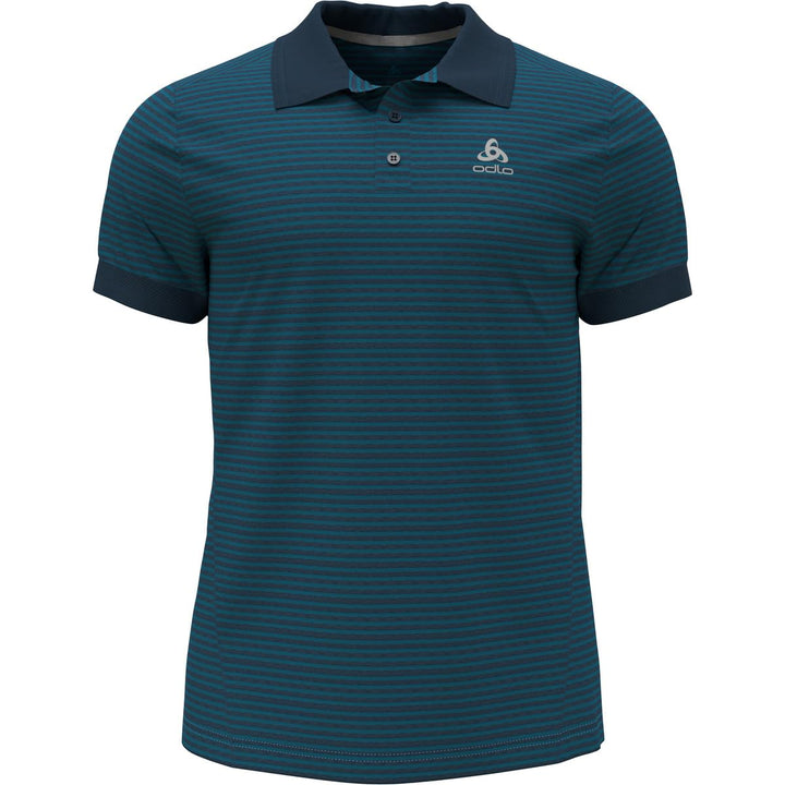 Odlo Herren Nikko_550312 Kurzarm Polo Shirt M Saxony Blue - Blue Wing Teal Stripes, M Saxony Blue -