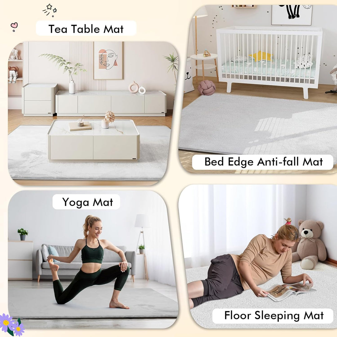 Wdmiya 200x150cm Krabbelmatte Baby, 3cm Dicke Spielmatte, Weicher Teppich Kinderzimmer mit Rutschfes