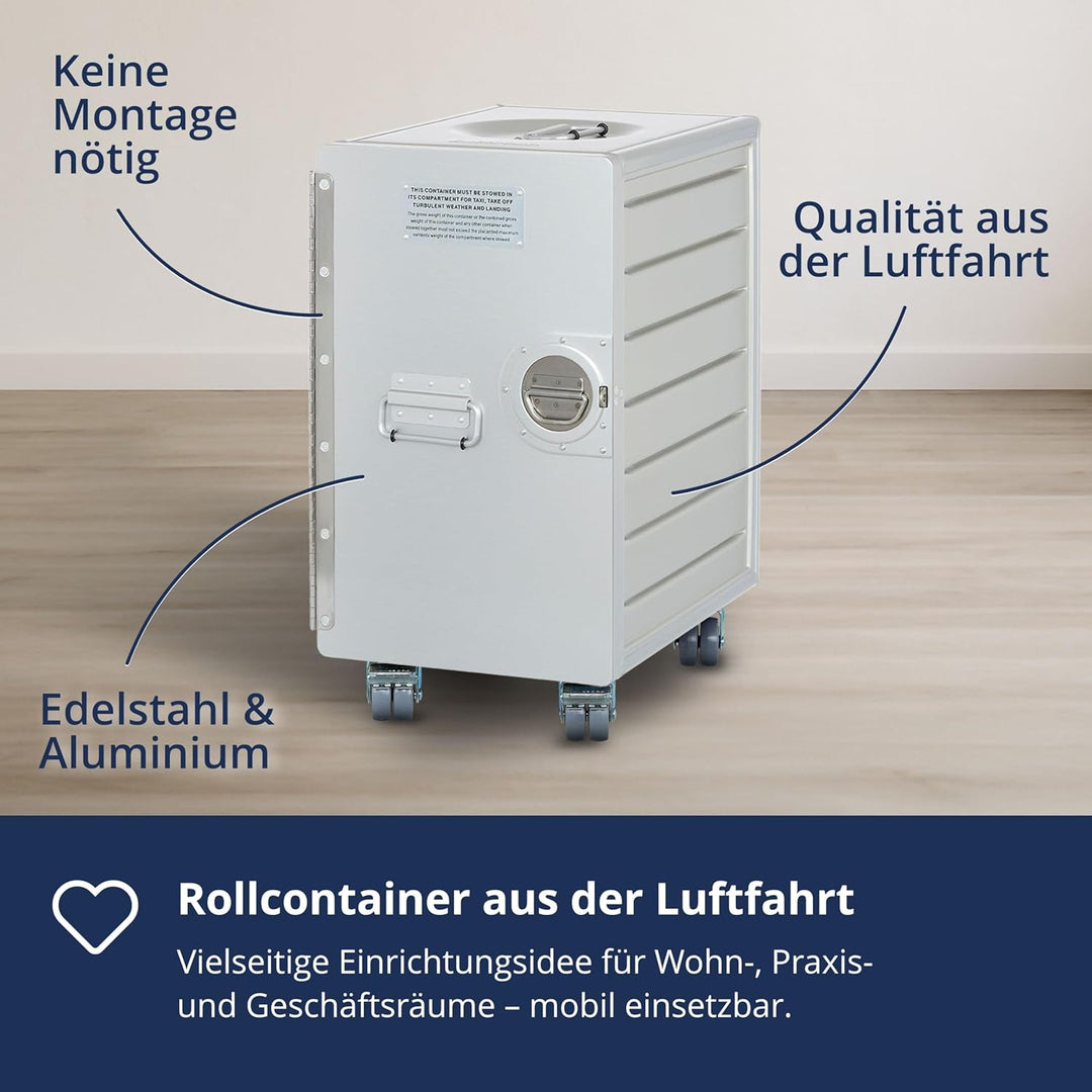 Rollcontainer mit Schubladen, mobiler Aktenschrank, Metallschrank, Schubladenschrank Küche, Druckert