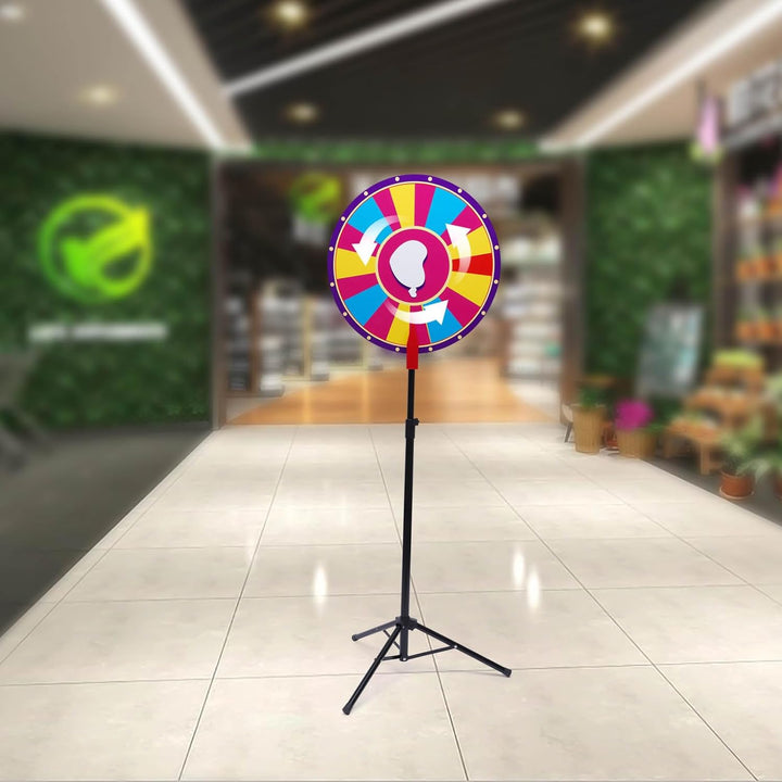 60 cm Glücksrad Spielzeug Farbe Rad Spiele Höhenverstellbar 100-180 cm, 18 Slots Colorful Prize Whee