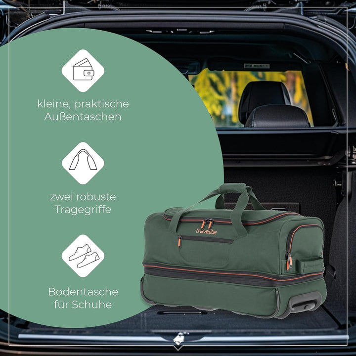 travelite 2-Rad Trolley Reisetasche Gr. S mit Dehnfalte, Gepäck Serie BASICS: Weichgepäck Reisetasch