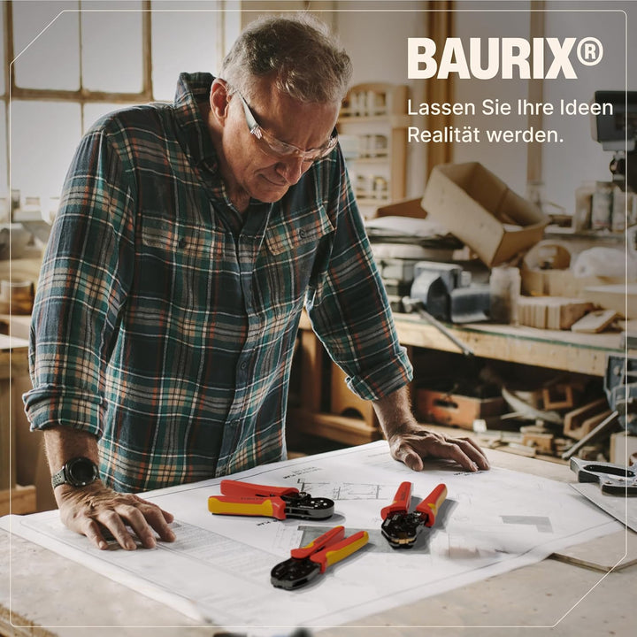 BAURIX® Crimpzange für MC4 Stecker 2,5–6mm² – PV Solar Kabel ordnungsgemäss installieren – Elektrike
