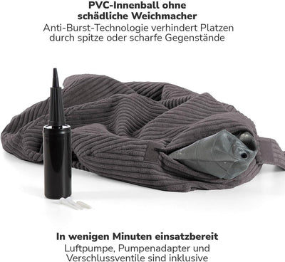 mokebo Stoff Sitzball Büro ergonomisch 'Der Sportliche', Sitzball mit Pumpe oder Pezziball mit Stoff