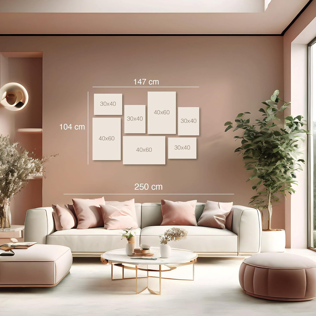 Novart Wandbilder Natur Berge See - KOMPLETT AUFHÄNGFERTIG - Orange Braun Wohnzimmer Schlafzimmer -
