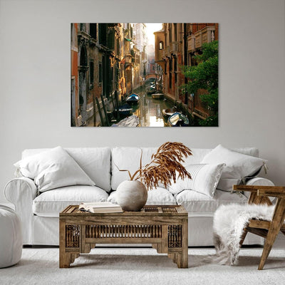 Bilder auf Leinwand 100x70cm Leinwandbild Venedig Brücke Wasser Haus Gross Wanddeko Bild Schlafzimme