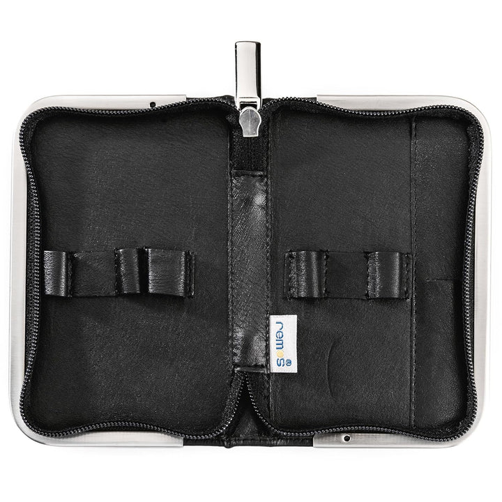 REMOS Nageletui leer aus echtem Leder zum Bestücken mit 6 Instrumenten - schwarz, schwarz