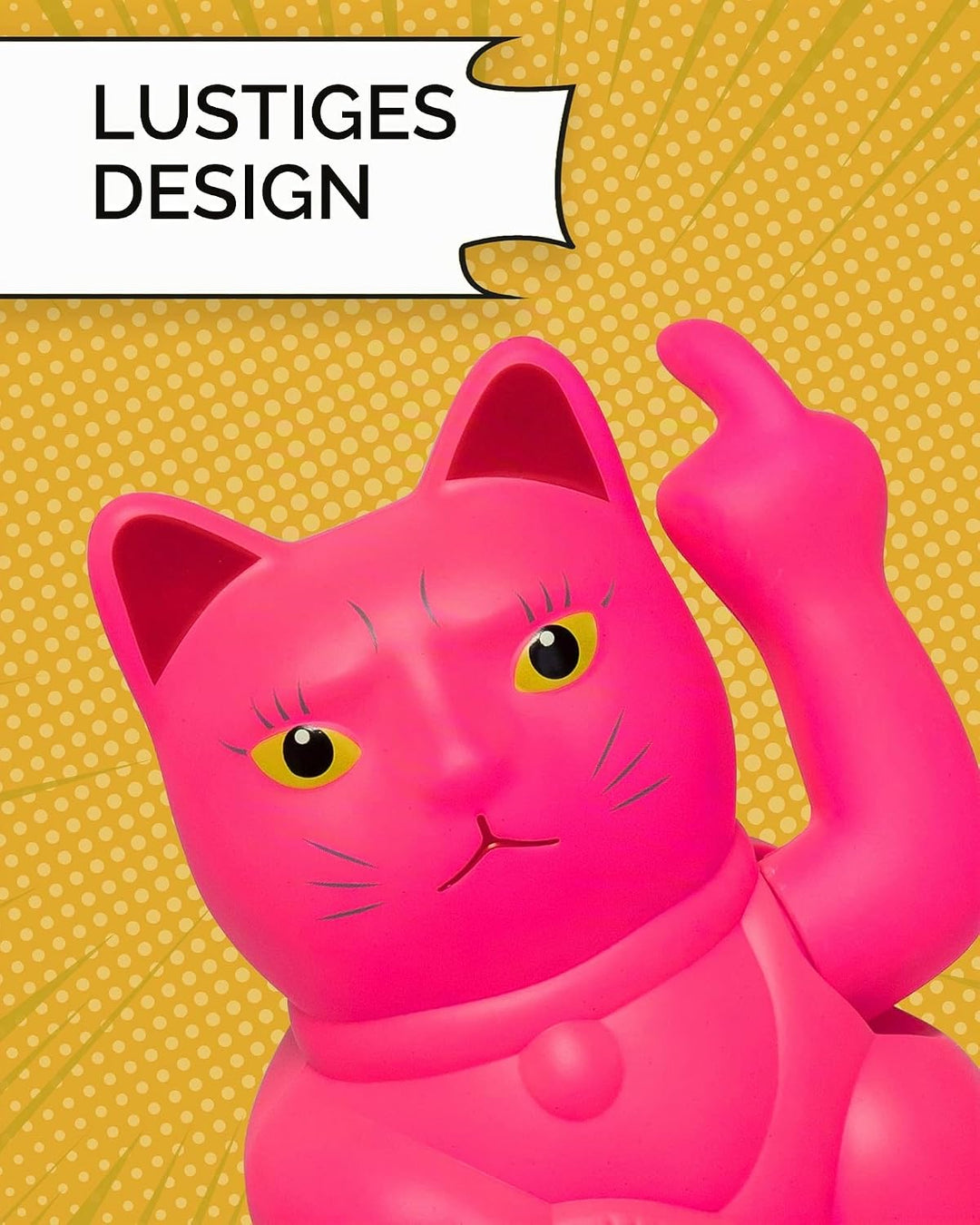 ANGRY CAT - Winkekatze Lucky CAT - Lustige winkende Katze - japanische Winkkatze mit Stinkefinger -