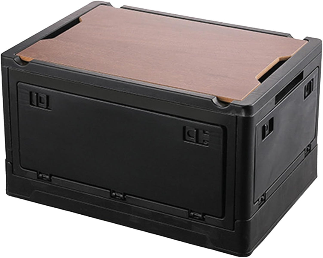 30l/50l Outdoor Camping Storage Box | Four-sided Side Door Camping Box | Wooden Cover Outdoor Storag