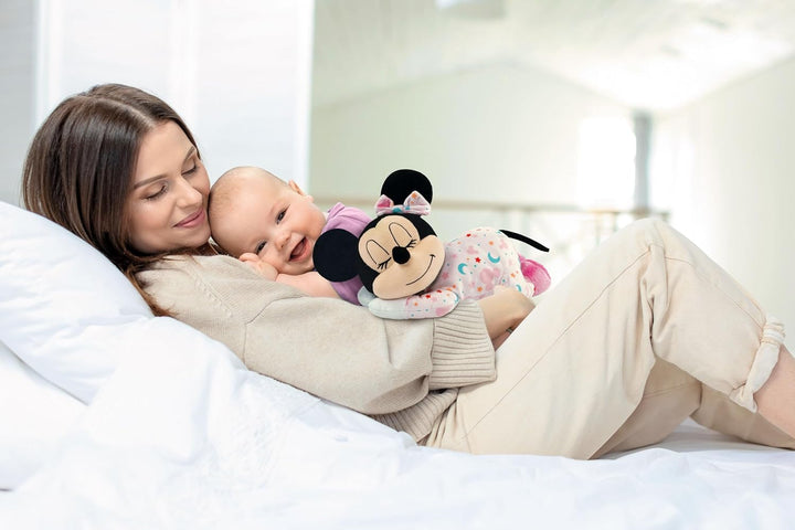 Clementoni Disney Baby Minnie Plüschfigur - Schlafende Baby Minnie mit Licht und Sound, Super-weiche