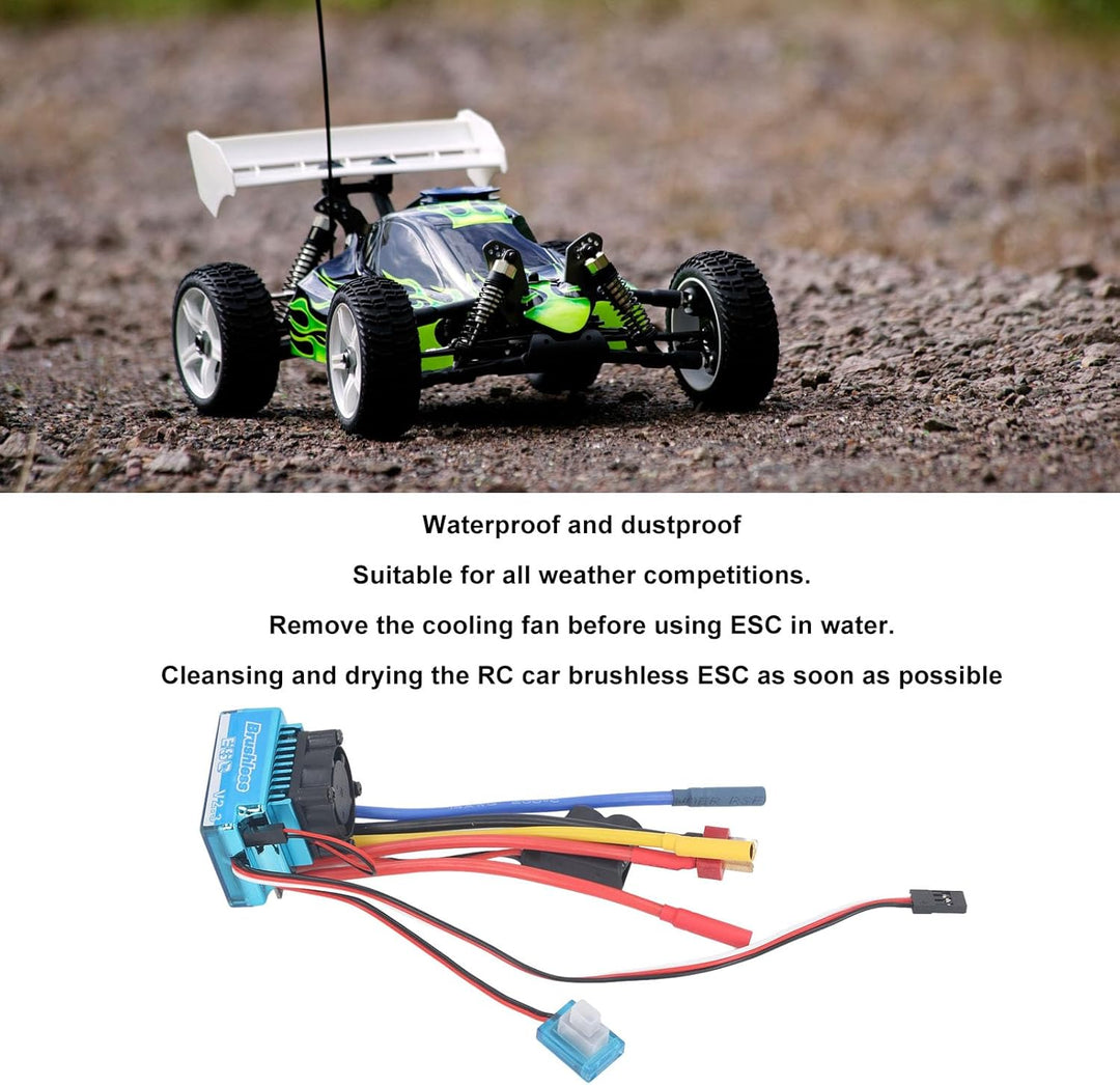 Pyhodi RC Car Brushless ESC, 80A 2-3S Easy Reset Elektronischer Geschwindigkeitsregler für 1/10 RC C