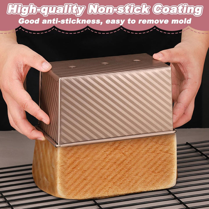 2 Stück Toastbrot Backform Set mit Deckel & Silikonspatel, Antihaft Brotbackformen, Rechteckige Toas