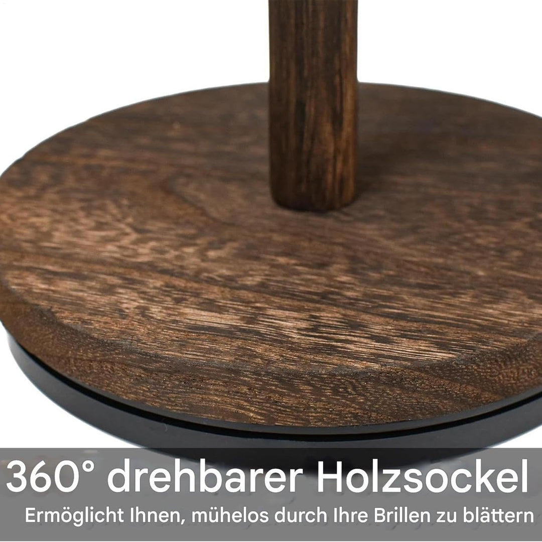 Brillenhalter | 360 Grad Drehbarer Brillenständer Mit Tablett Und Basis - Holz Brillen Display Ständ