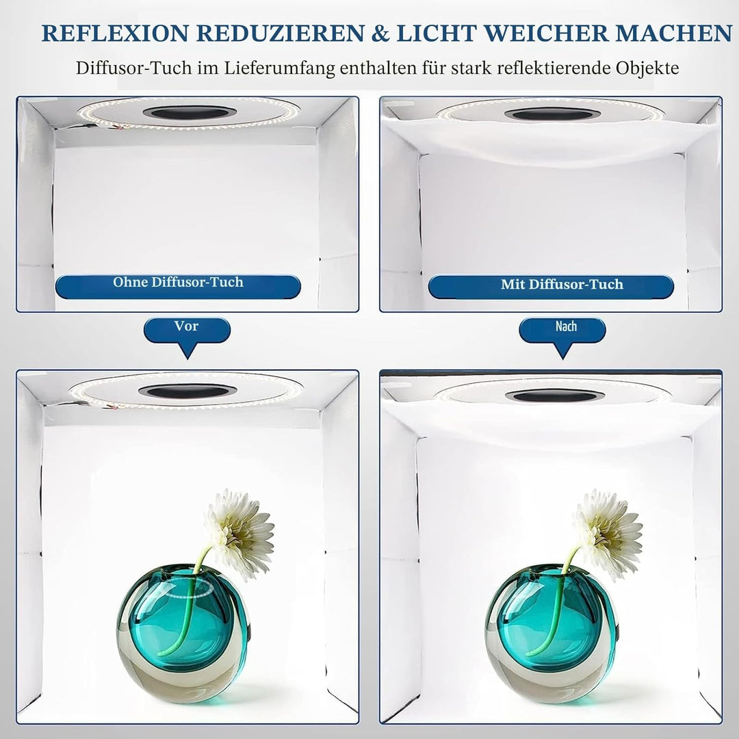 PULUZ tragbarer Fotostudio-Lichtkasten, professionelles dimmbares Fotozelt-Set mit 144 LEDs und 6 Hi