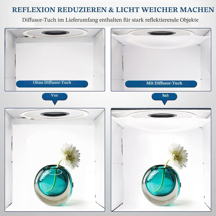 PULUZ tragbarer Fotostudio-Lichtkasten, professionelles dimmbares Fotozelt-Set mit 144 LEDs und 6 Hi