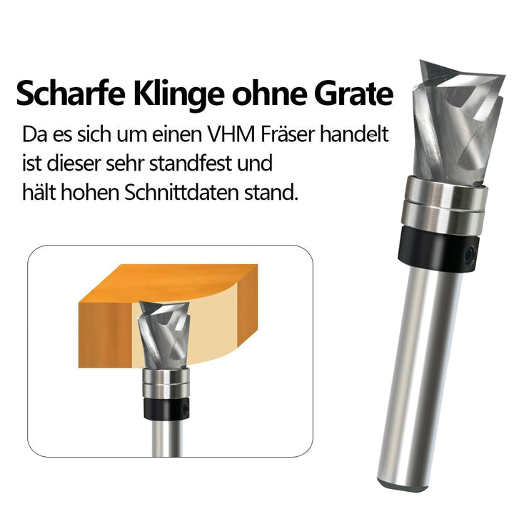 GLRYD Spiralfräser Bündigfräser 8mm Schaft, 12.7mm Schnittlänge, D=12mm, VHM Kompression Spiralnutfr