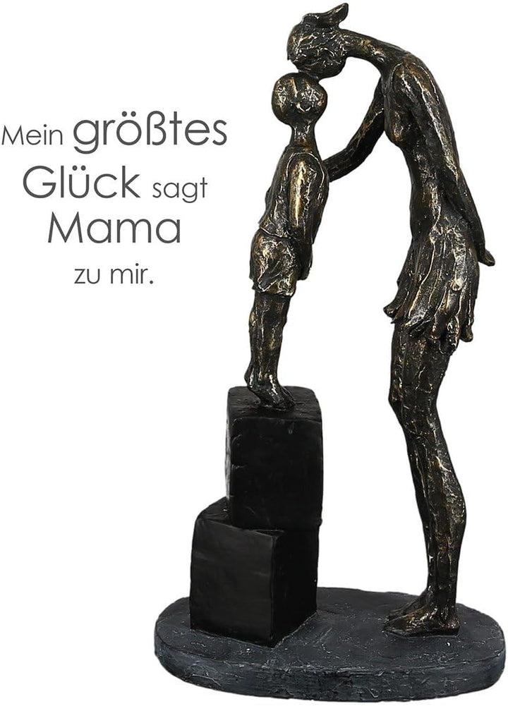 Casablanca modernes Design Gilde Skulptur Mum and Child bronzefarben, Basis in grau H: 28 cm B: 15 c