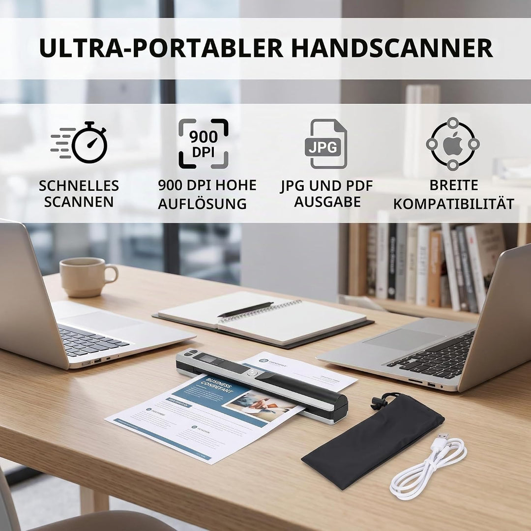 Fafeicy 300DPI 600DPI 900DPI A4/213 mm Tragbarer Scanner, USB2.0-Handheld-Business-Scangerät, Micro-