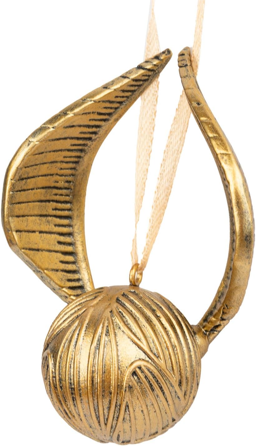 Grupo Erik Christbaumschmuck Figuren Set Goldener Golden Snitch Nimbus 2000 und Hogwarts Wappen 3 We