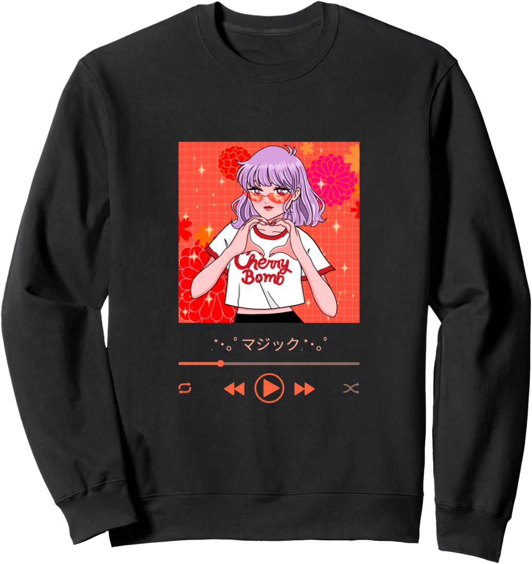 Anime Girl Otaku Musikplayer Sweatshirt