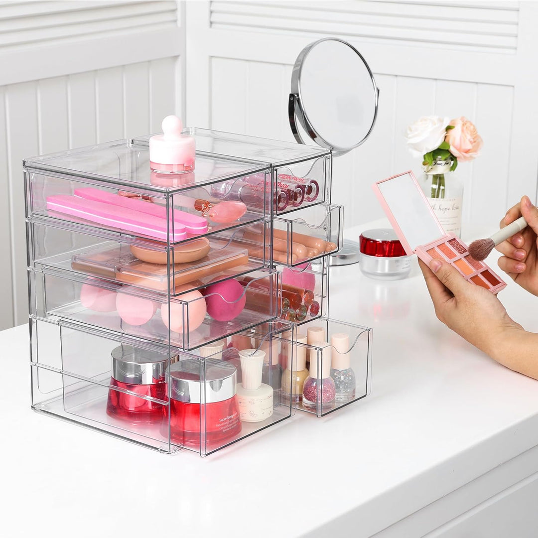 Vtopmart Schreibtisch Organizer mit 8 Schubladen, Büro Organizer, Transparente Desk Organizer für Bü