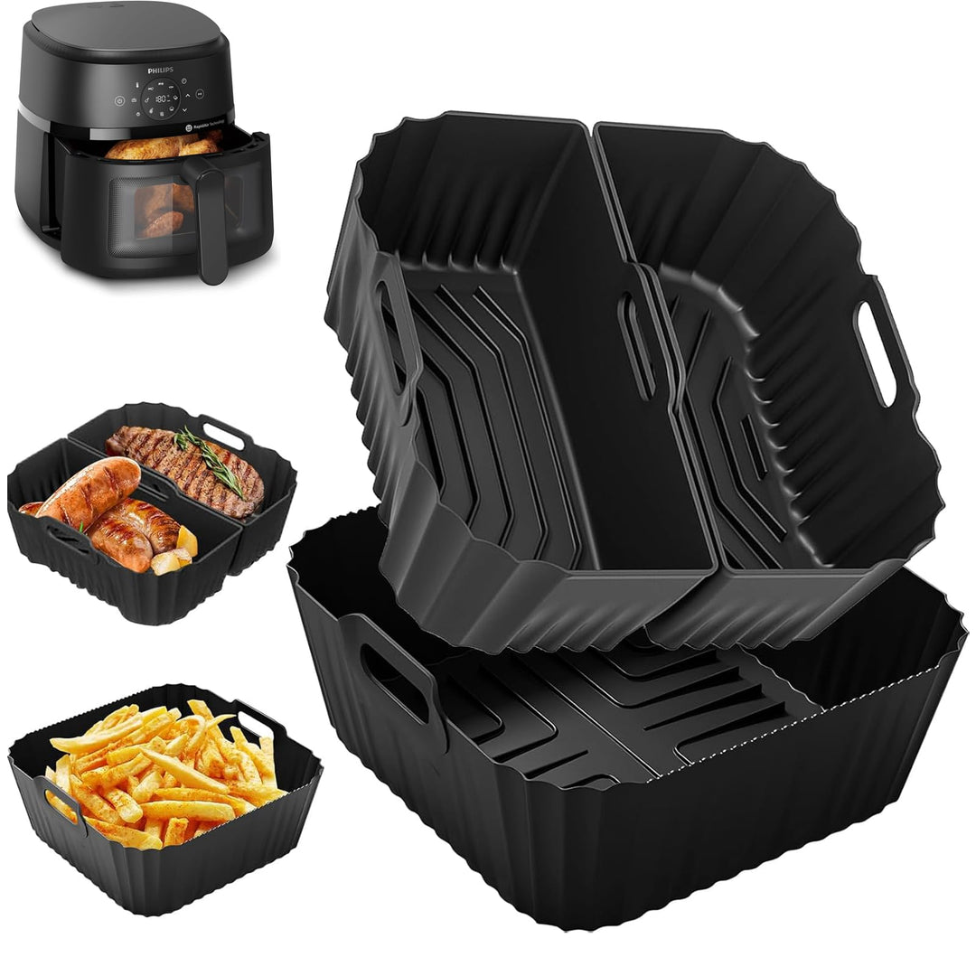 3 Stück Airfryer Silikonform für Heissluftfritteuse, Air Fryer Zubehör Wiederverwendba Silikon Einsa
