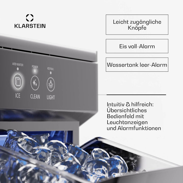 Klarstein 2,2L Eisnugget-Maschine für Zuhause, Camping & Gastro, Schnelle Nuggeteis-Maschine Klein,